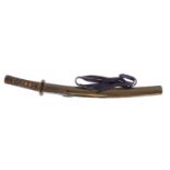 Japanese Mumei Wakizashi, 40cm cutting edge, heavily curved blade probably repurposed from a