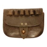 British Royal Navy 1901 pattern leather officers ammunition pouch, by Martins Birmingham dated 1902,