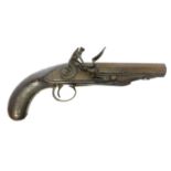 Flintlock .22 bore pistol for restoration, 6inch octagonal barrel the lock fitted with rollar