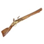 Turkish or Ottoman flintlock blunderbuss, 17inch barrel with gilt scroll patterns on chiselled
