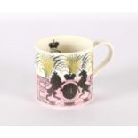 Eric Ravilious for Wedgwood, England Queen Elizabeth II 1953 Coronation Mug