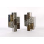 Pair of Italian Modernist Glass and Stainless Steel Wall Lights
