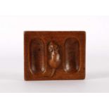 Workshop of Robert "Mouseman" Thompson, Kilburn Carved Oak Double Pin Tray