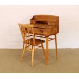 Lucian Ercolani for Ercol Model 437/439 "Windsor" Golden Elm Writing Desk with Model 391 Chair