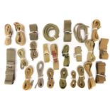Twenty four canvas slings, some WWII military issue. 30x24x22cm box