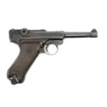 Deactivated German WWII Mauser PO8 Luger 9mm semi-automatic pistol, serial number 9173, (some