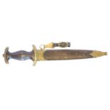 German Third Reich SA dagger and scabbard, the blade etched with Alles Fur Deutschland as well as