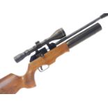 Theoben Rapid .22 PCP air rifle, serial number 010885, 14inch barrel fitted with a moderator,