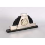 Omega, Switzerland An Attractive Art Deco Silver and Black Bakelite Mantel Clock