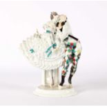 Paul Scheuric for Meissen, Germany A Fine "Harlequin and Columbine" Porcelain Figure Group from the