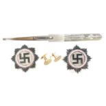 Collection of German Third Reich items, to include two Souval crosses in silver finish, set of
