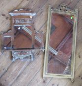 A small triple plate wall mirror, with shelf and drawer below, height 22ins, together with another