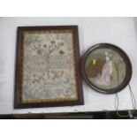A 19th century tapestry sampler, Elizabeth Davies, aged 10, dated 1803, 16ins x 12ins, together with