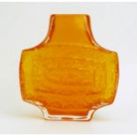 Geoffrey Baxter for Whitefriars - A Mid Century tangerine "Concentric TV" textured glass vase, of