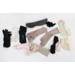 Assorted vintage lady's gloves including kid leather, black lace, etc.
