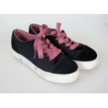 Two pairs of Moshulu lady's trainers, both size EU 39, one in magenta and the other in black, with