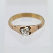 A single stone triangular diamond ring, set in yellow gold, approx 2.8g, size N.