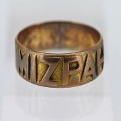 A gold Mizpah band ring, approx 6g, size Q/R.