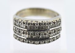 A five row diamond ring, set in 18ct white gold, approx 7g, size Q.