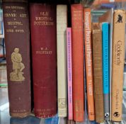 A collection of reference books on Bristol porcelain and James Cookworthy.