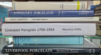 A collection of reference books on Lowestoft and Liverpool Porcelain. (5)