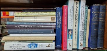 A collection of reference books on English pottery and porcelain, to include books on English