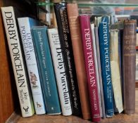 A collection of reference books on English Derby porcelain.