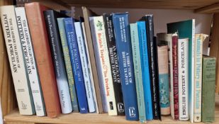A collection of reference books on English pottery and porcelain, to include books on English