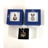 Swarovski Crystal Glass, Rocking Reindeer, Rocking Santa 2012 issue, Star ornament, all boxed.