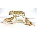 Swarovski Crystal Glass, Endangered Wildlife - Tiger and Cubs, boxed (damage tail and lacks lid on