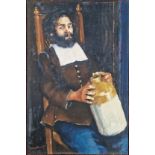 Robert Lenkiewicz (1941-2002), oil on board study of a man with beer jug, circa 1970s