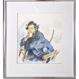 Robert Lenkiewicz (1941-2002), watercolour of man with newspaper, Project 1: Vagrancy