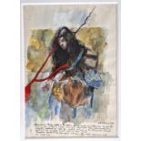 Robert Lenkiewicz (1941-2002), watercolour, pen and ink heightened with white, 'Obsession - Monica