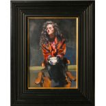 Robert Lenkiewicz (1941-2002), oil on board 'Anna with Large Teacup'