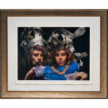 Robert Lenkiewicz (1941-2002), limited edition print, 'Painter with Mary Project 14 Paper crowns'