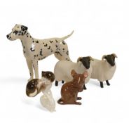 Beswick animals to include two black face sheep in matt finish, Dalmatian, mouse, small rabbit,