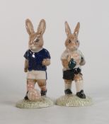 Royal Doulton Pair of Bunykins figures Goalkeeper DB122 and Soccer Player DB123, limited edition