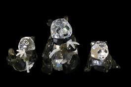 Swarovski 2008 Annual Edition Pandas Mother and Cub (900918) together with Young Panda (905543) both