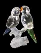 Swarovski Crystal Budgies with coloured beaks and tail feathers (680627), by Michael Stamey,