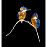 Swarovski Crystal Paradise Kingfishers part of the “Silver Lake” collection, in Blue Turquoise,