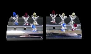 Swarovski Crystal 2002-2004 Renewal Gift mini Tulips with stands (289288). (2)