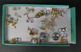 Swarovski Crystal Memories loose figurines to include Viking ship, rowing boat with ores, Rocking