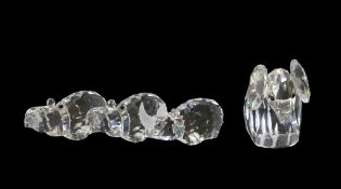 Swarovski Crystal elephant metal tail (010015), by Max Schreck, Rhinoceros (151521) and two