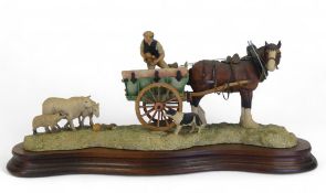 Border Fine Arts Supplementary Feeding (farmer feeding sheep), model no.JH57 by Anne Butler, limited