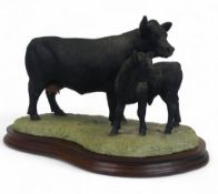 Border Fine Arts Aberdeen Angus Cow and Calf, model no.B0807 by Jack Crewdson, limited edition no.21