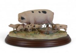 Border Fine Arts Never Satisfied (Gloucester Old Spot), model no.B0442A by Kirsty Armstrong. (L: