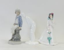 Royal Doulton Lady Figurine 'Julia' HN2706, Images Cricketer HN4518 together with Lladro Boy with