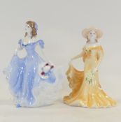 Coalport Ladies of Fashion Figurines to include:- June, Pamela (with certificate) Tallest:-22cm. (2)