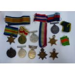 Group of First and Second World War medals, to include three First World War medals awarded to Pte/L