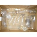 A collection of glass to include candle or light lamp shade, measuring beakers, small crystal